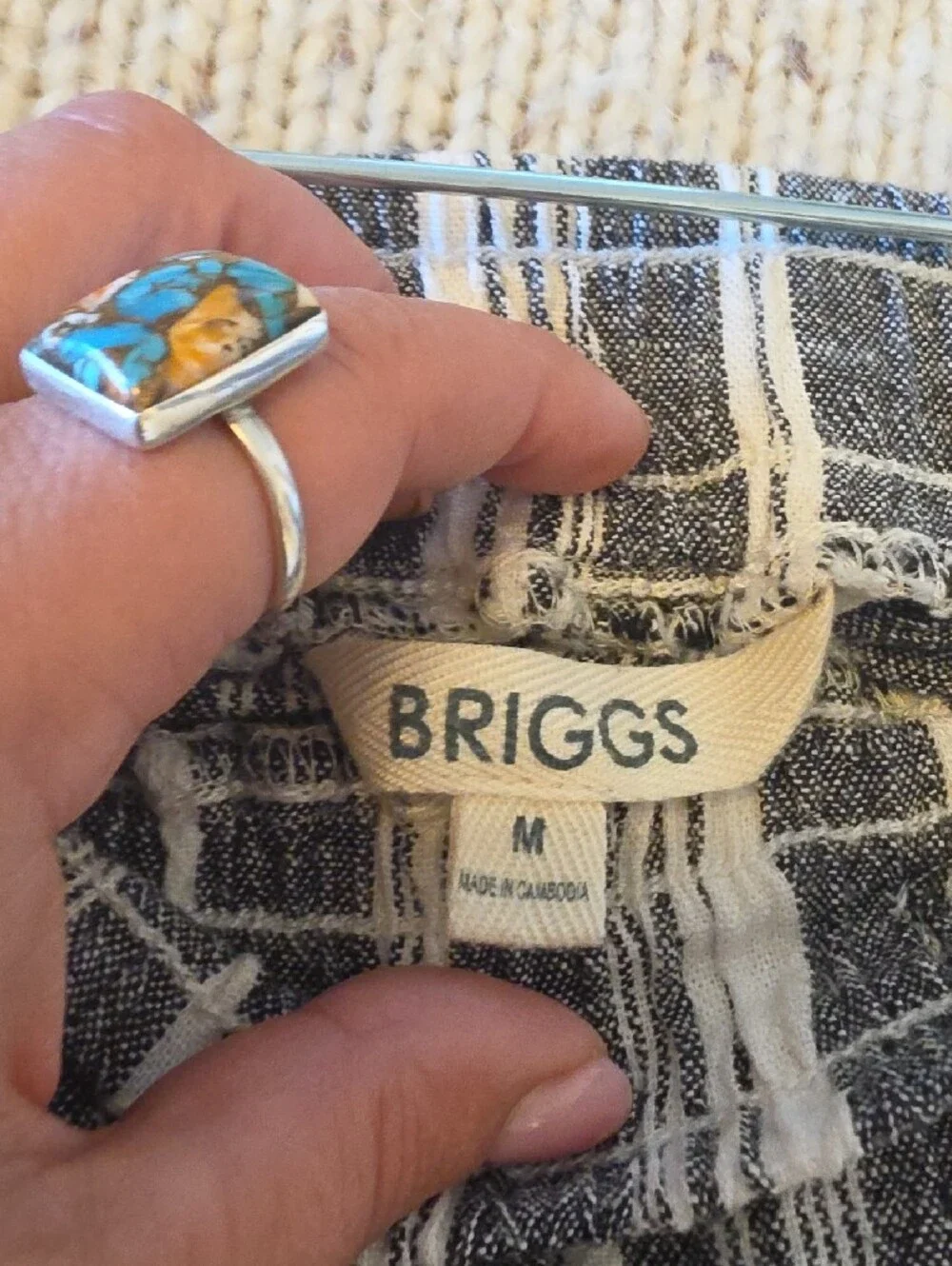 Briggs New York Women's Medium Linen Black & White Stripe Wide-Leg Pants
